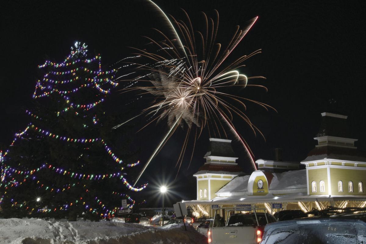 Fireworks in Schouler Park New Year's Eve Mount Washington Valley NH